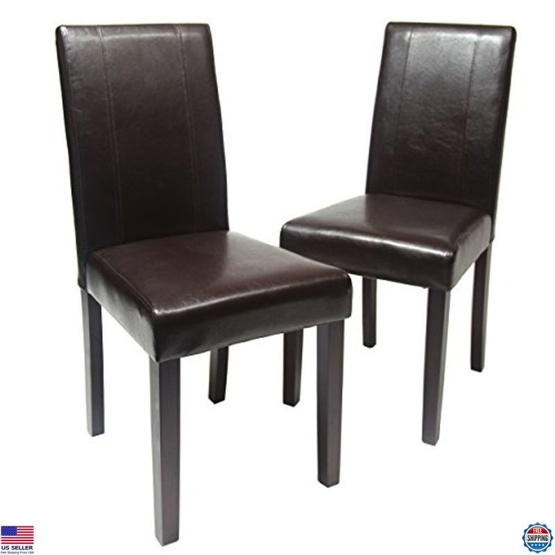 Set of 2 Urban Style Solid Wood Leatherette Padded Parson Ch