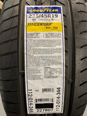 4 New 235 45 19 Goodyear Efficient Grip ROF Summer Run Flat Tires