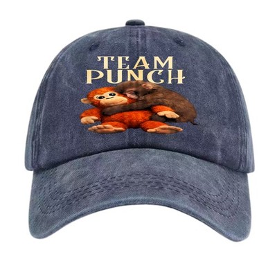 Unisex Simple Team Punch Cute Monkey Portrait Washed Baseball Cap,Casual Outfits