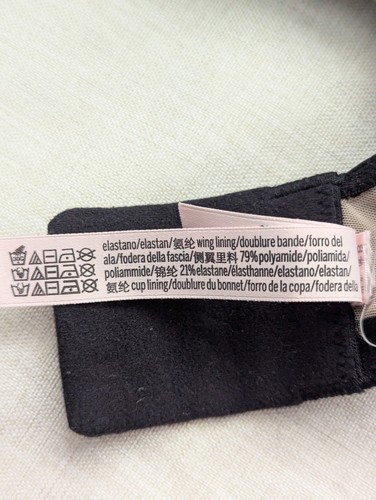 Victoria's Secret gefütterter Doppel-BH perfekte Abdeckung schwarz transparentes Netz 34DDD - Bild 8 von 9