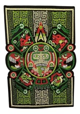 Parche Calendario Azteca Prehispánico Mexicano Parche Bordado Hierro Sobre México 26cm