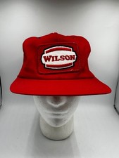 Vtg Wilson Trucker Hat Red Snapback Made in USA 80s Streetwear Patch Logo