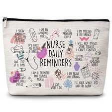 Levitatinyear Nurses Makeup Bags, Nurse Daily Reminders Cosmetic Bag, White