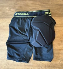 Storelli Youth Padded Compression Shorts Black Protective Soccer Goalkeeper YLg