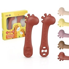 Silicone Baby Spoons Set, Self Feeding, Led Weaning, Utensils, 4-12 Months