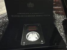 Waterloo Medal 2015 -925  Silver Commemorative BU Case +  Ribbon FREE MEDAL MINT