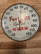 Vintage 1950s 12" Fort Pitt Special Beer Brewing Advertising Glass Thermometer