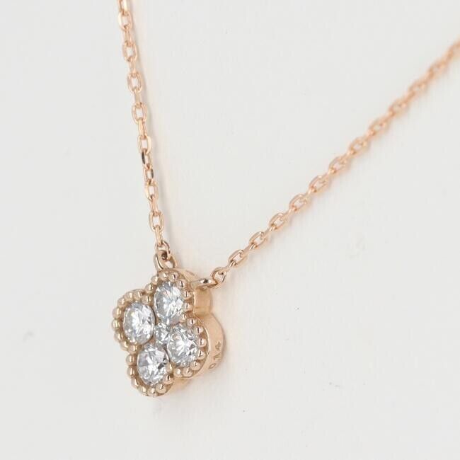 Vendome Aoyama Flower Diamond Necklace Clover Motif Pendant Vendome Aoyama Flower Diamond Necklace Clover Motif Pendant