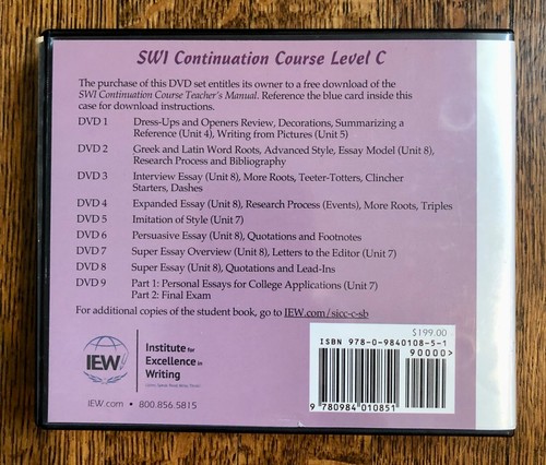 Student Writing Intensive Continuation Course Level C, 9 DVDs — LIKE NEW - 第 2/3 張圖片