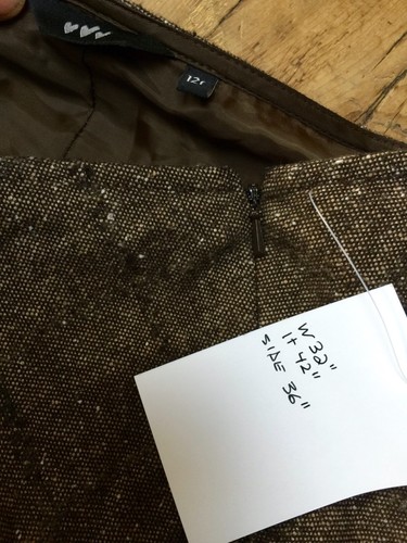 M& S Per Una 12r Brown Wool Blend Tweed Skirt 30" w - Picture 6 of 6