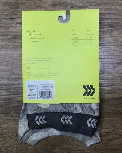 Boys' 2pk Long Sleeve Thermal Camo Top Fitted Tights Set All in Motion Gray S - Picture 3 of 3