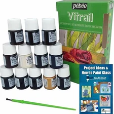 Permanent Glass Paint Stain Kit, Solvent Based 12 Pack, 20ml Professional Finish