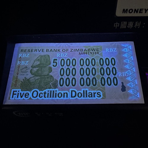 Billetes de cinco octillones de dólares de Zimbabue colección de 10 piezas - Imagen 4 de 8