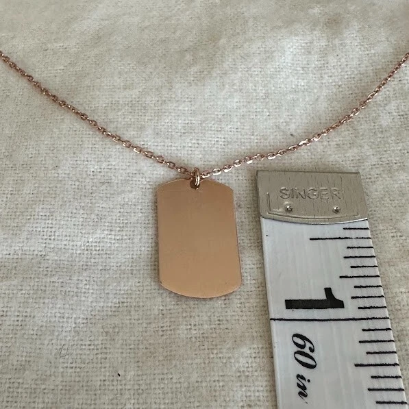 Collar y colgante QVC 14K oro etiqueta de perro, oro rosa italiano 14K 2,6 g Foto 4 de 4