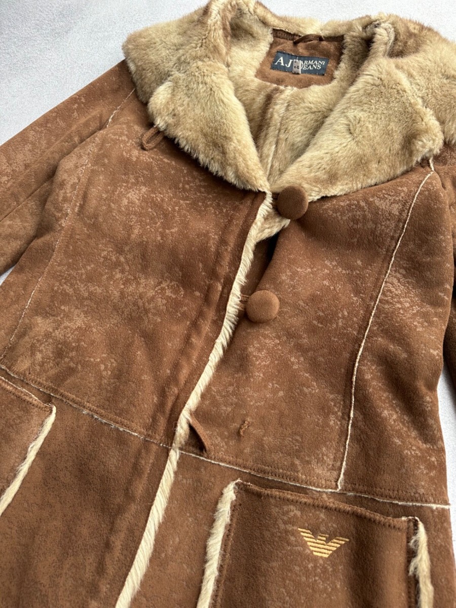 Vintage Armani Jeans Sheepskin Fur Woman Jacket Sz M | eBay