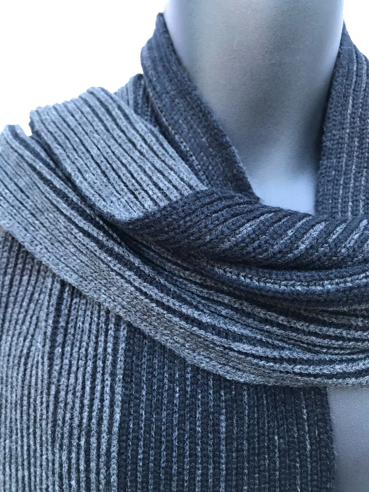 Calvin Klein Men's Black / Gray Scarf Acrylic Size 77"x10" - Image 3 of 4
