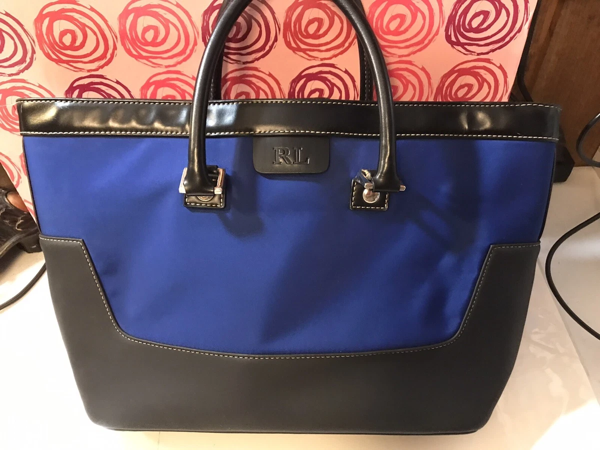 Ralph Lauren Handbag Blue Purse Carry All Bag Silver Hardware Very Pretty