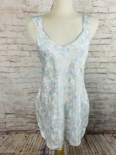 Vintage Lingerie Nightgown Floral Satin Pastel Circa 2000 USA Flirty Size L