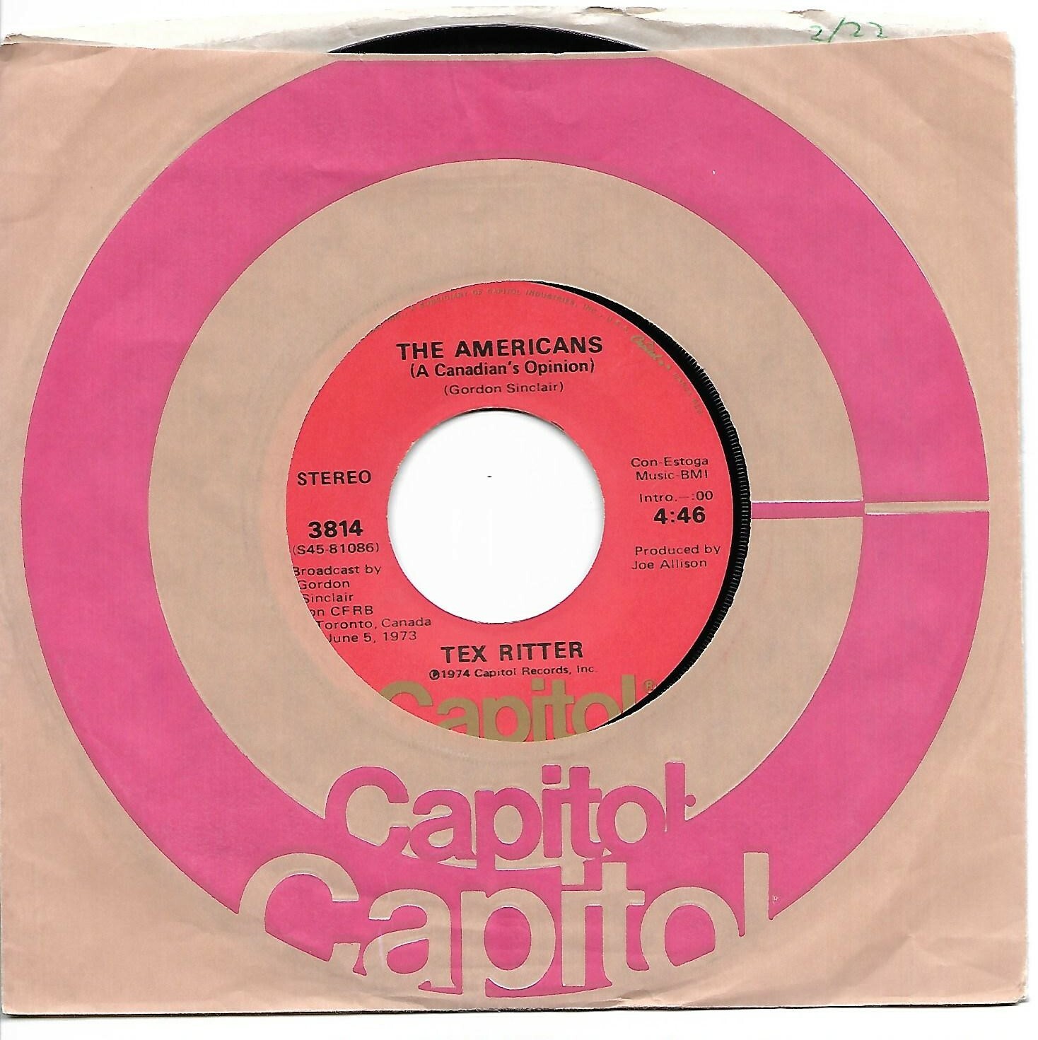 RITTER, Tex (Americans, The - A Canadian's Opinion ) Capitol 3814 ...