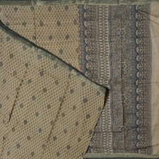 Vintage Brown Sarees 100 Pure Silk Printed Zari Border Sari 6YD Craft Fabric