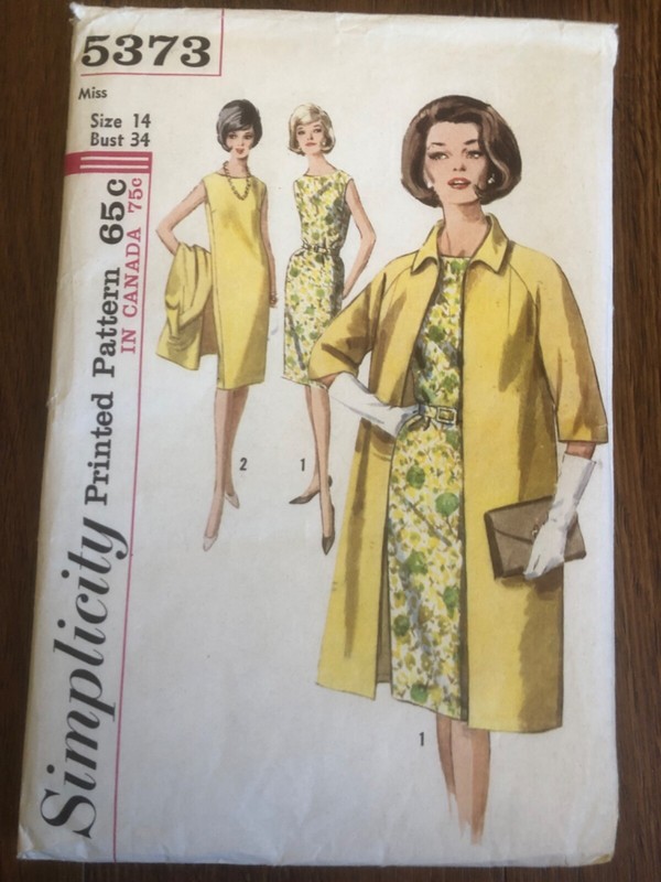 Simplicity Pattern 5373 Misses Size 14 Bust 34 One-Piece Dress And Coat