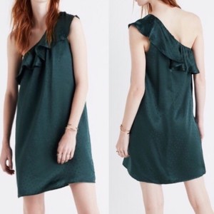 green silk polka dot dress