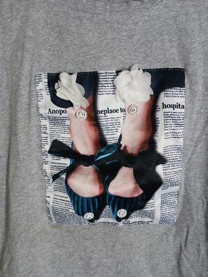 YUNA Fashion Gray Youth Girls Graphic Tshirt Size L/XL | eBay