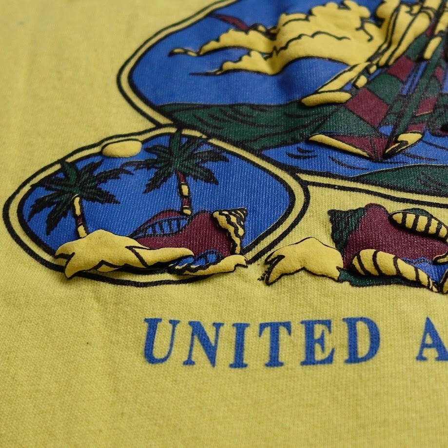 迪拜阿拉伯联合酋长国 AST 图形 T 恤男式 XL 黄色蓬松 3D 艺术 T 恤 — 第 3/4 张图片