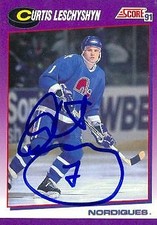 Curtis Leschyshyn autographed Hockey Card (Quebec Nordiques) 1991 Score Blue #58