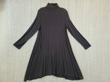 NWT Joan Vass Black High Neck Long Sleeve Shirt Dress Size Medium MSRP $88