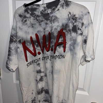 Men s Large T-shirt NWA Straight Outta Compton Beige Rap Hip Hop Retro Tie Die