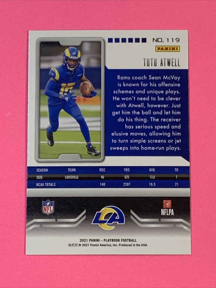 2021 Panini Playbook Tutu Atwell Rookie #119 Los Angeles Rams RC | eBay