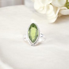 Natural Peridot Gemstone 925 Sterling Silver Handmade Jewelry Ring Gift for Love