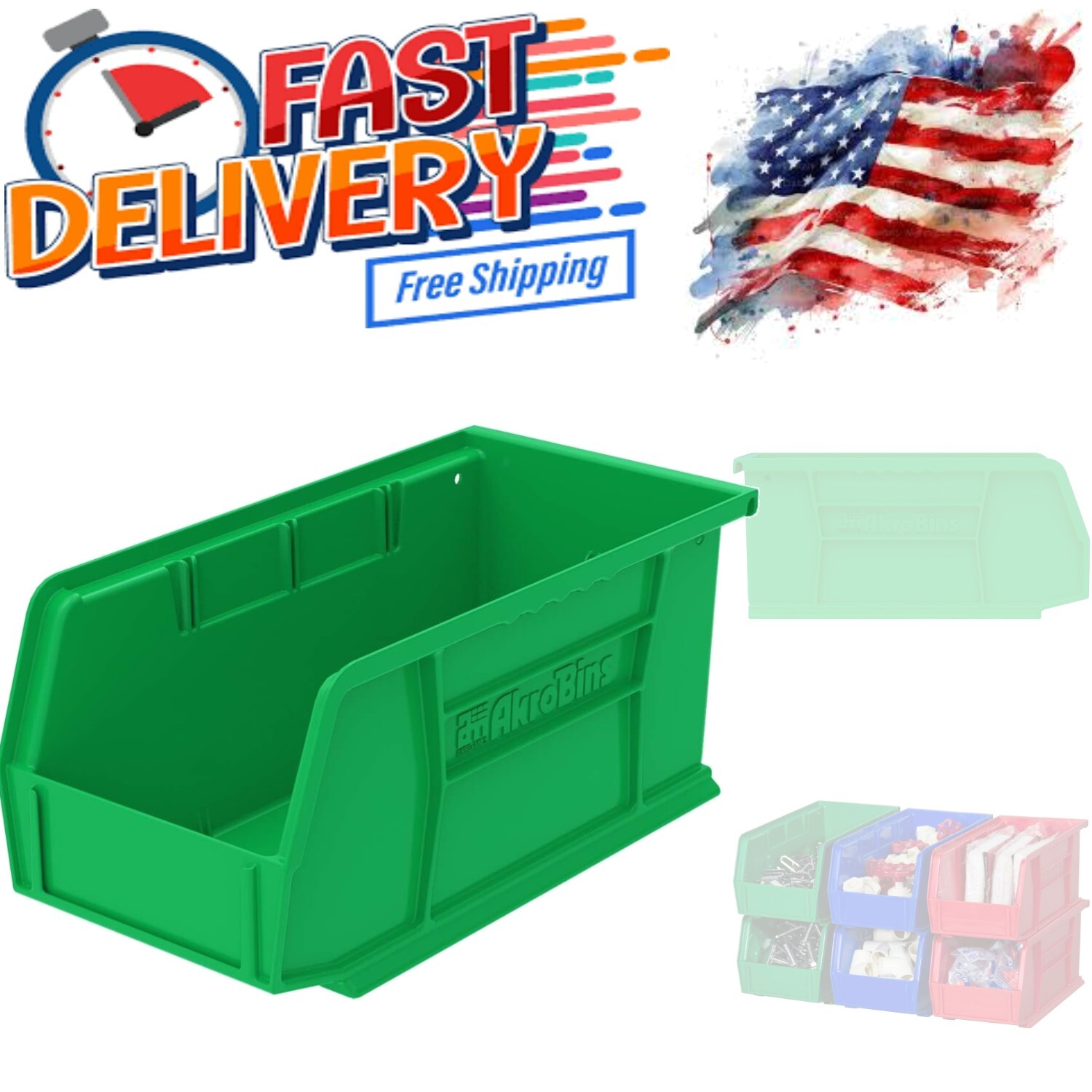 11x5x5 Inch Stackable Plastic Storage Bins for Garage Pantry Organization-image