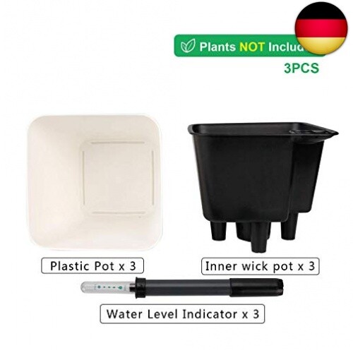 T4U 13cm Klein Plastik Selbstbewässerung Blumentopf Eckig Weiß mit W - Bild 4 von 7