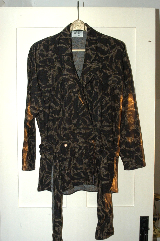 Blusa de Colección Wallis Direct Peplum Abstracto Imitación Leopardo Estampado Años 80 44" Foto 2 de 4