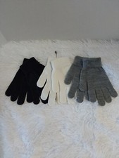 Lot X3 Mossimo Kids Knit Gloves Black, White  Gray OSFM BNWOT 