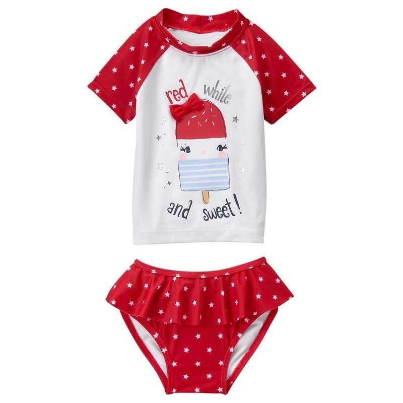 NWT 4th of July Gymboree Star Spangled Days Girls Rashguard Tankini Swimsuit 2T