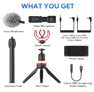 VK-T1 PRO Smartphone Video Rig with Mini Tripod, Phone Grip, and Video