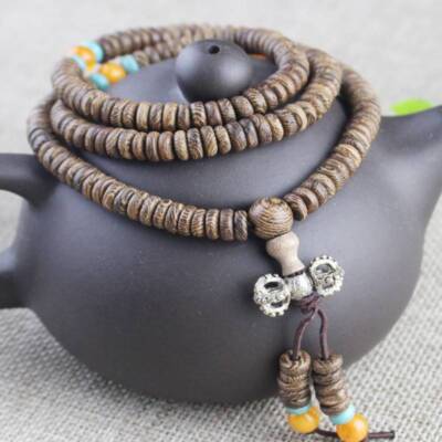 Handmade 6MM chicken wing wood 108 septum bracelet Handmade Yoga Cuff