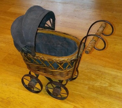 antique baby carriage wicker