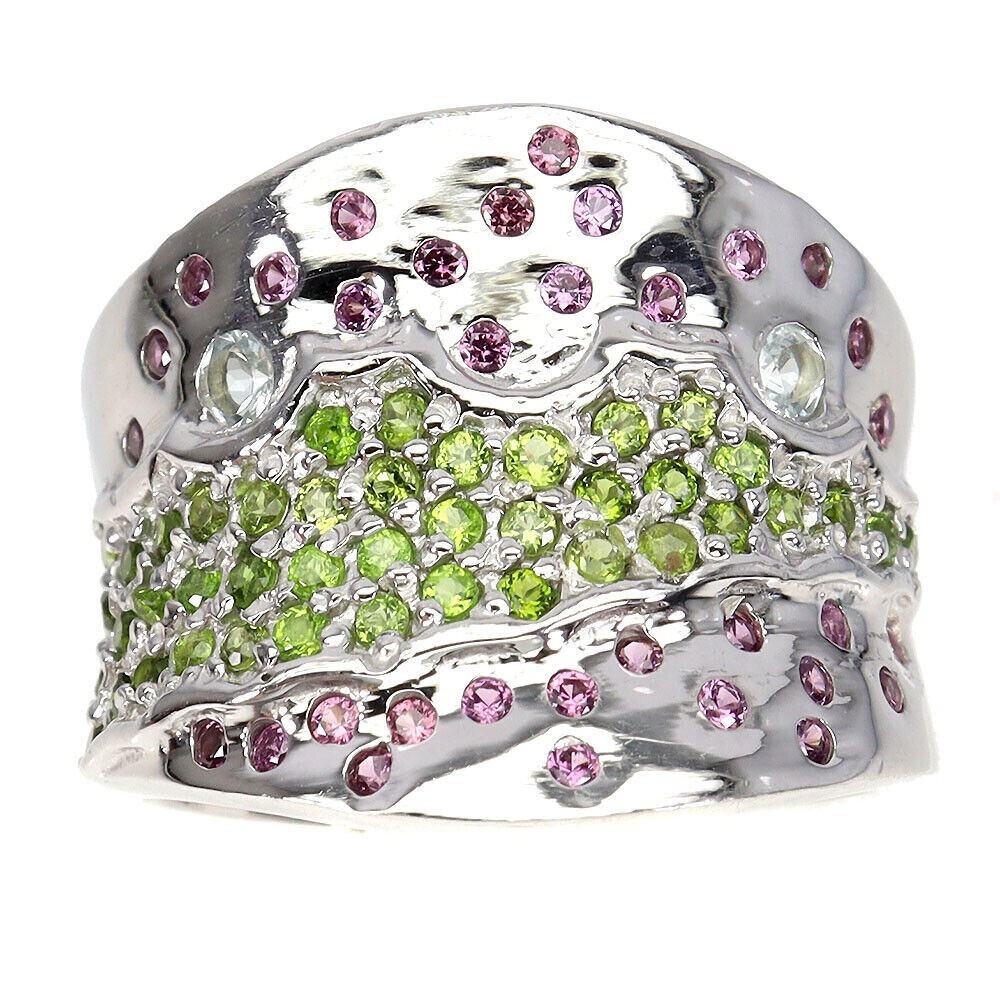Bague argent massif plaqué or blanc et pierres fines taille 57 pour l'élégance au quotidien