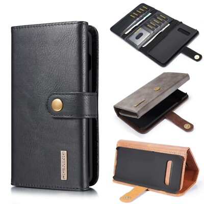 DG.MING Handy Tasche für Samsung Galaxy S10 Wallet Echt Leder 3 Falt Hülle Etui