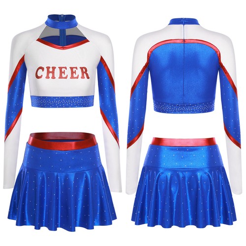 Minifalda Mujer Femenina Cheerleading Uniforme Contraste Crop Top Elástico - Imagen 5 de 66