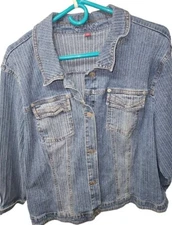 Vintage 80s Gitano Denim Jacket Womens 26W Plus XXL Stretch Button Up Trucker 