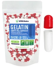 XPRS Nutra Size 2 Red/White Empty Gelatin Capsules Gelcaps Pills DIY Caps