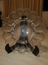 Vintage Crystal Hobnail Indiana Glass 16 Deviled Eggs Serving Platter Dish Tray