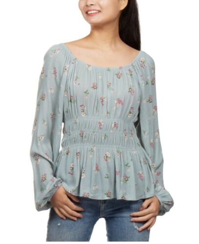 Hippie Rose Junior Women's Printed Floral Peplum Top XS