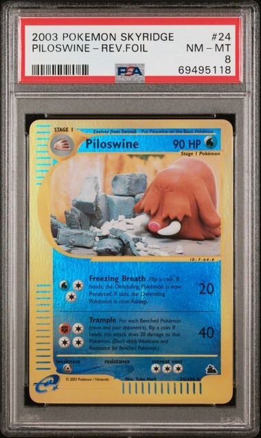2003 Pokemon Skyridge 24 Piloswine Reverse Foil PSA 8