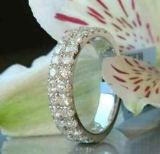 3Ct Round Lab Created Diamond Band Womens Wed...